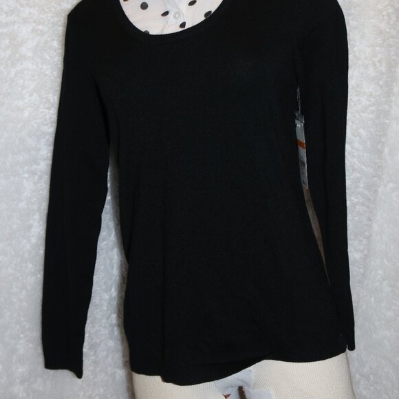 Kim Rogers polka dot accented long sleeve knit top PS NWT - Picture 7 of 7